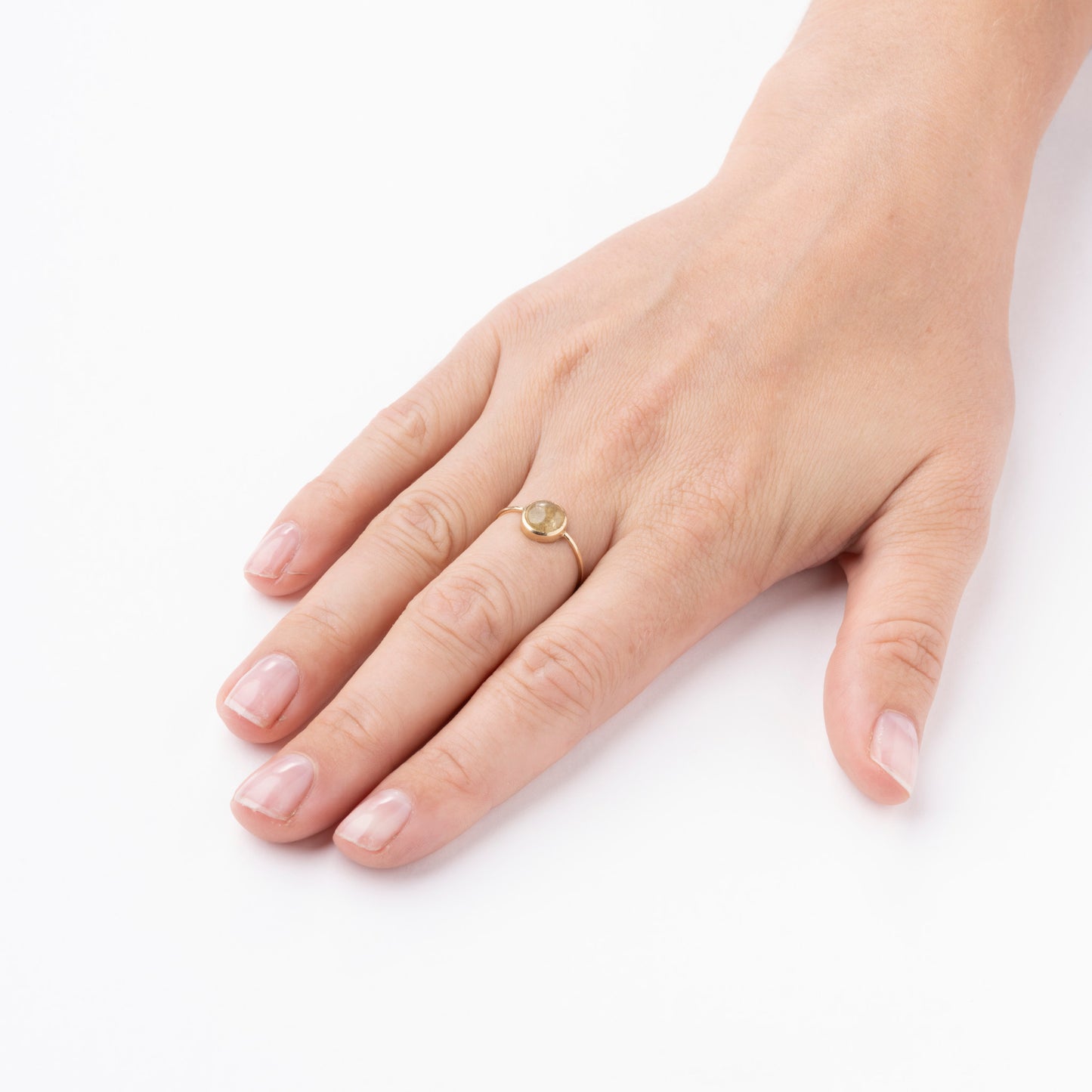 Dome 8k Guld ring- Gul safir str.53