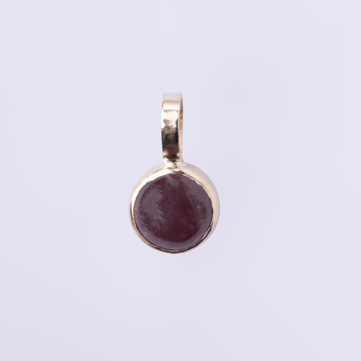 Dome 8k Guld - vedhæng med Mørk bordeaux /dyb pink safir 17,5*9,8mm.