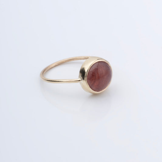 Dome 8k Guld ring- Dyb lyserød safir str. 51,5