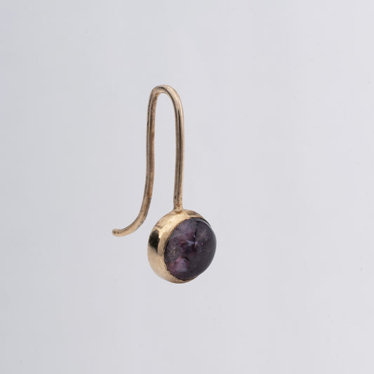 Dome 8k Guld ørering- Mørk Lilla Spinel