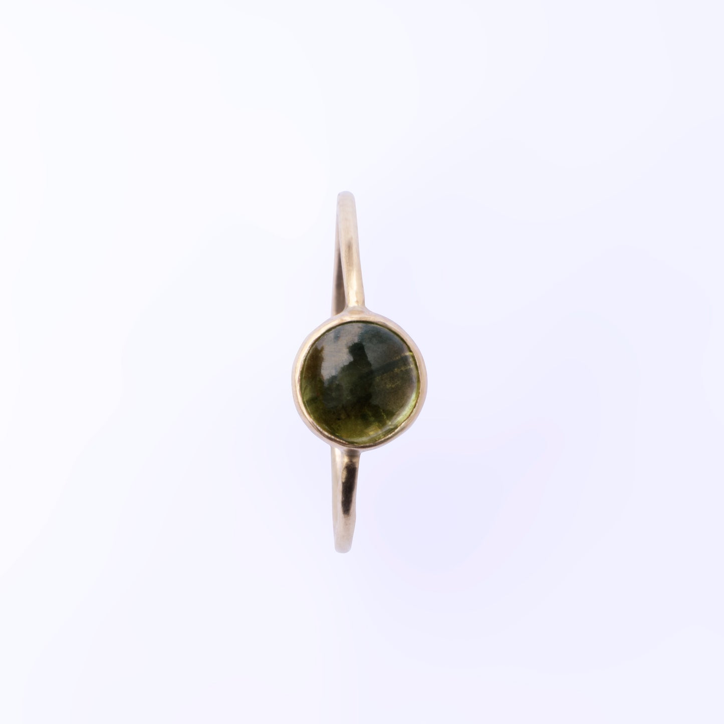 Dome 8k Guld ring- Gøn/brunlig safir str.54,5.